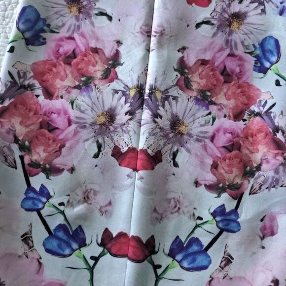 Hope & Ivy Mini Pencil Dress Floral Mirrored Print Cocktail Slit Summer Size 2 - Picture 9 of 13